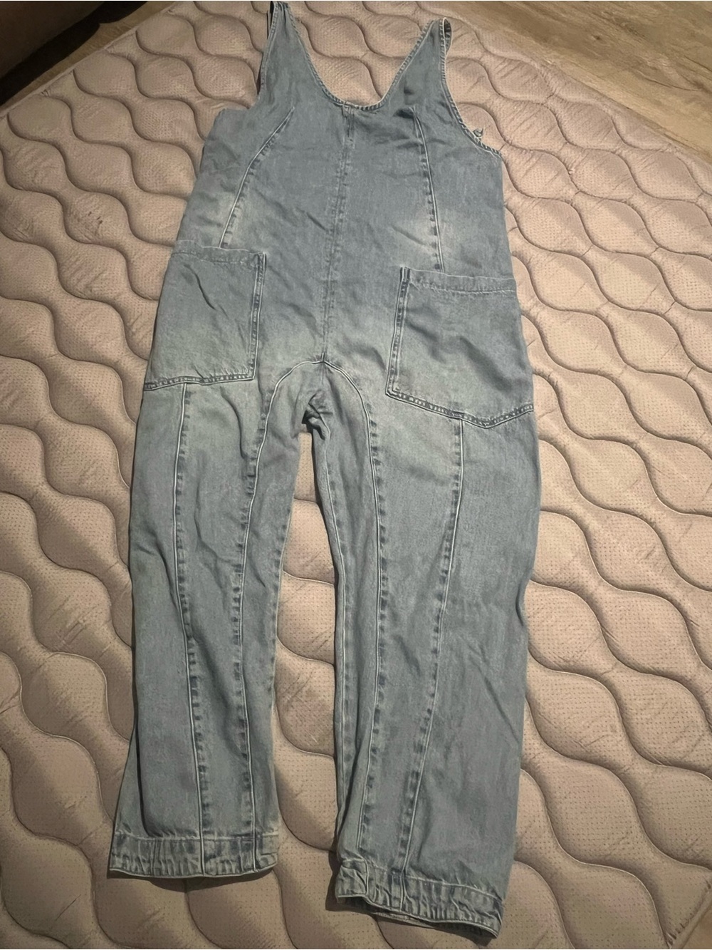 We The Free Light Blue Denim Overalls Jumpsuit
